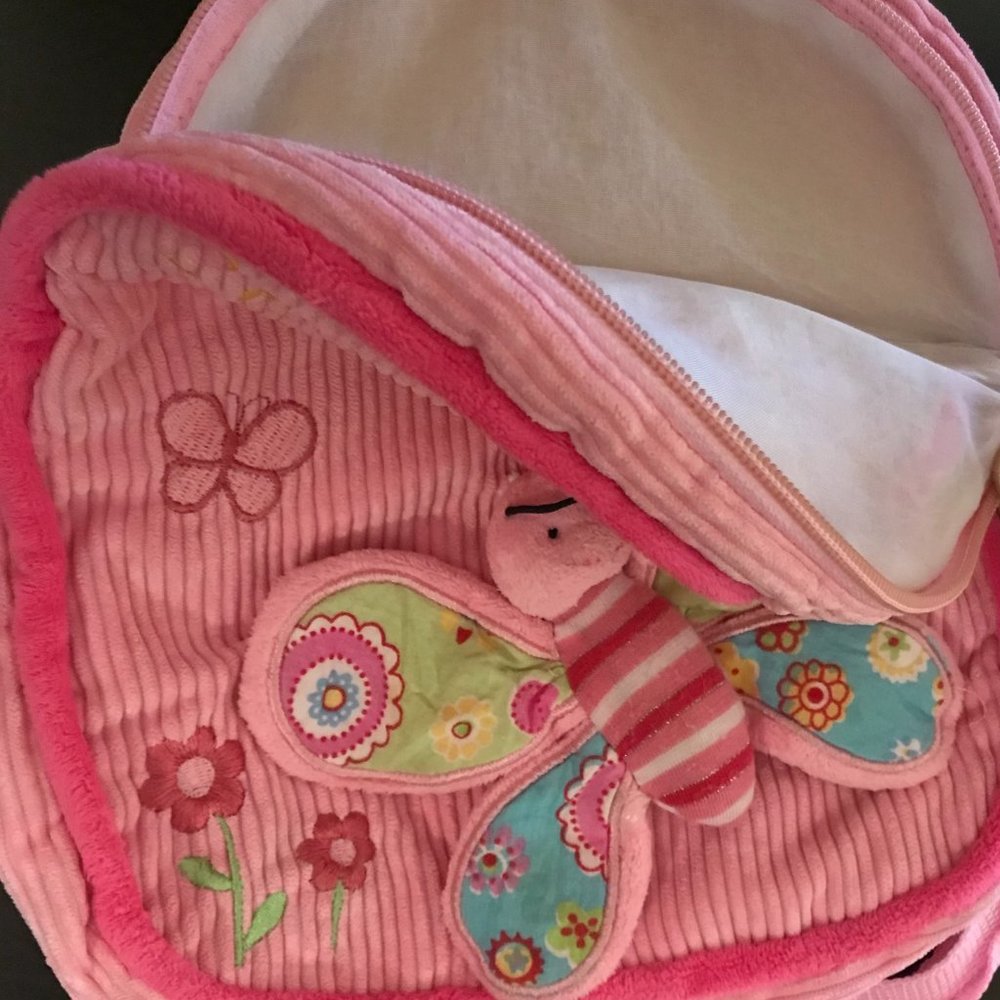 Kellytoy Pink Happy Bee Corduroy Backpack, 10" by 10" with Rounded Top, Ages 3+ - Picture 3 of 5